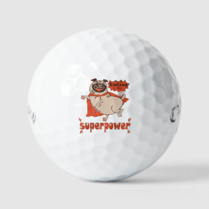 Eating is my superpower red cloak pug comic style  golf balls
