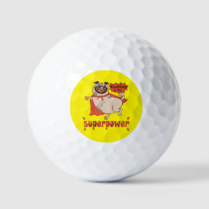 Eating is my superpower red cloak pug comic style golf balls