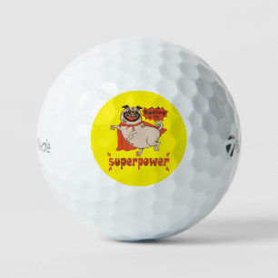 Eating is my superpower red cloak pug comic style  golf balls