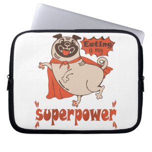 Eating is my superpower red cloak pug comic style  laptop sleeve