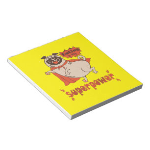 Eating is my superpower red cloak pug comic style notepad