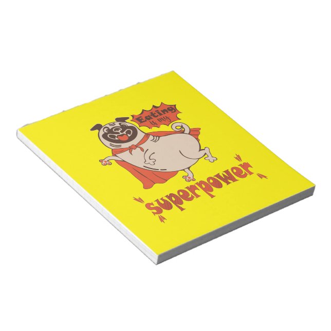 Eating is my superpower red cloak pug comic style  notepad (Angled)
