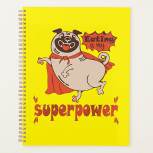 Eating is my superpower red cloak pug comic style planner