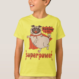 Eating is my superpower red cloak pug comic style T-Shirt