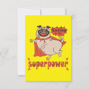 Eating is my superpower red cloak pug comic style  thank you card