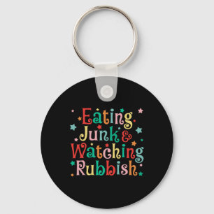 Eating Junk Xmas Food And Watching Rubbish Christm Key Ring