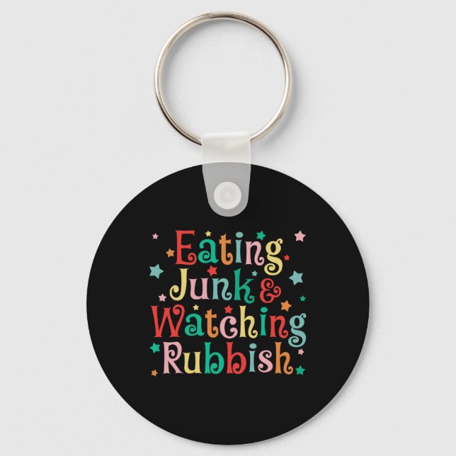 Eating Junk Xmas Food And Watching Rubbish Christm Key Ring (Front)