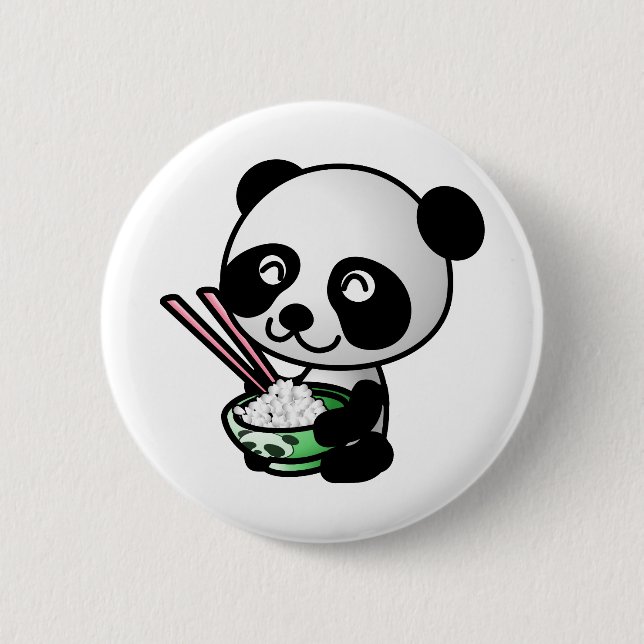 Eating Panda 6 Cm Round Badge (Front)