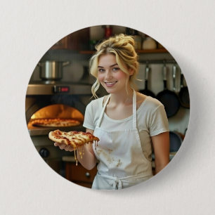 Eating Pizza Photo Personalize Customize 7.5 Cm Round Badge