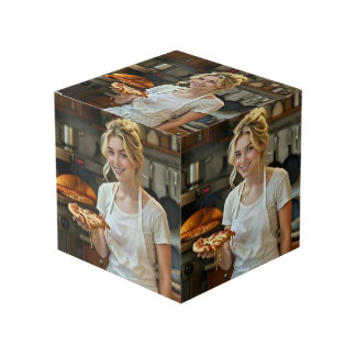 Eating Pizza Photo Personalize Customize Cube