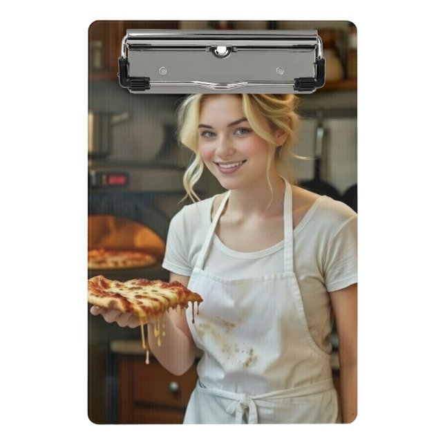 Eating Pizza Photo Personalize Customize Mini Clipboard (Front)