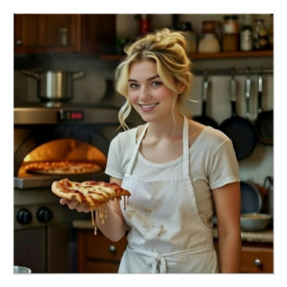 Eating Pizza Photo Personalize Customize Poster