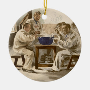 Eating Soup at the Barracks, from 'L'Estampe Moder Ceramic Tree Decoration