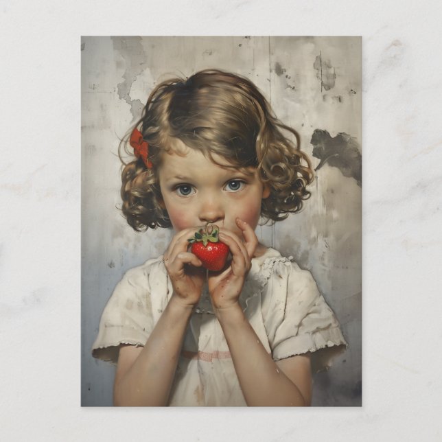 Eating Strawberry Postcard (Front)