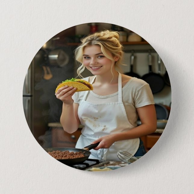 Eating Tacos Photo Personalize Customize 7.5 Cm Round Badge (Front)