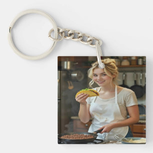 Eating Tacos Photo Personalize Customize Key Ring
