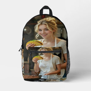 Eating Tacos Photo Personalize Customize Printed Backpack