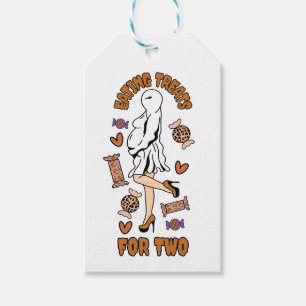 "Eating Treats for Two" Pregnant Halloween Orange Gift Tags