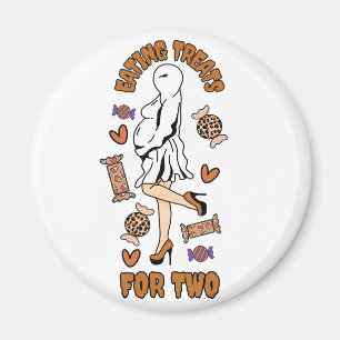 "Eating Treats for Two" Pregnant Halloween Orange Magnet