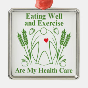 Eating Well and Exercise are My Health Care Metal Tree Decoration