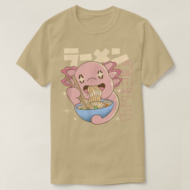 EATSALOTL RAMEN Japanese Axolotl Eating Noodles Ja T-Shirt (Design Front)