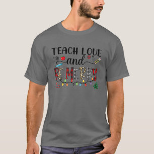 Eb80 Teach Love Merry Xmas Teacher Leopard Christm T-Shirt