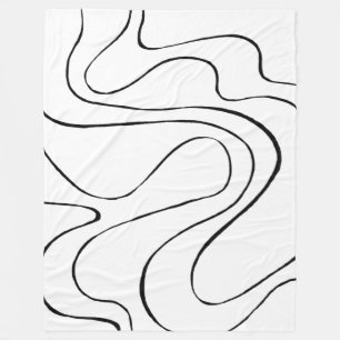 Ebb and Flow 2 - Black and White Fleece Blanket