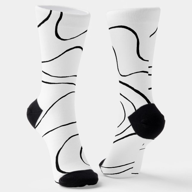 Ebb and Flow 2 - Black and White Socks (Angled)
