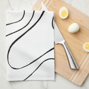 Ebb and Flow 2 - Black and White Tea Towel