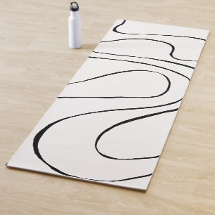 Ebb and Flow 2 - Black and White Yoga Mat