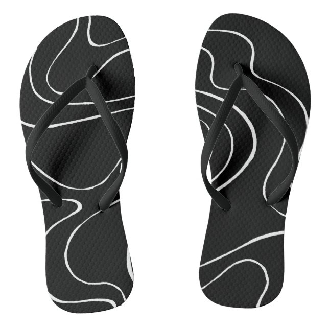 Ebb and Flow 2 - Black on White Jandals (Footbed)