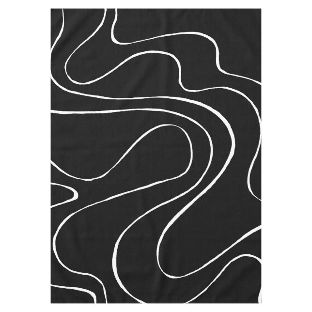 Ebb and Flow 2 - Black on White Tablecloth (Front)