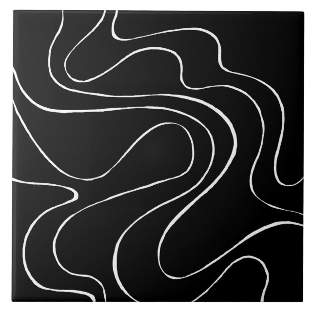 Ebb and Flow 2 - Black on White Tile (Front)