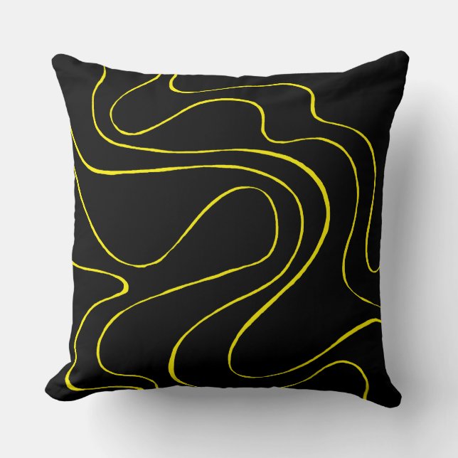 Ebb and Flow 2 in Black and Yellow Cushion (Front)