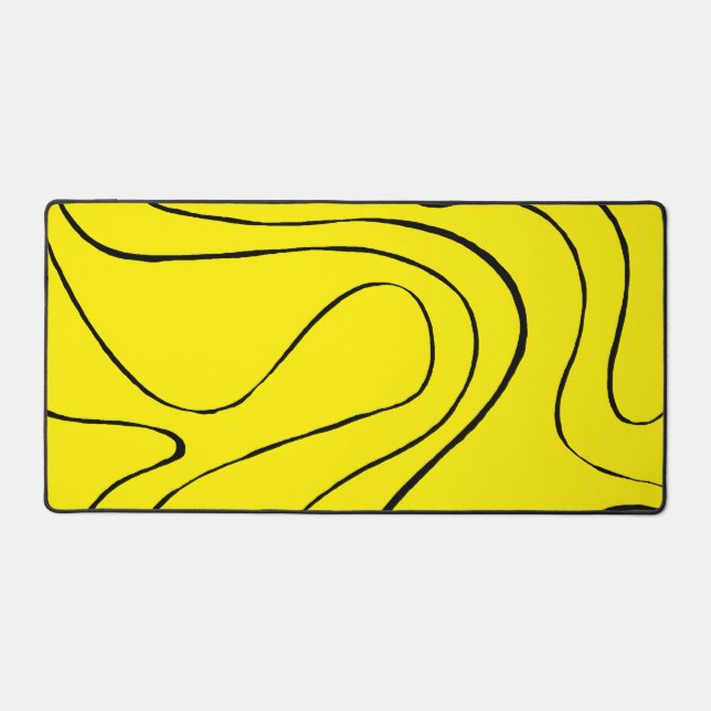Ebb and Flow 2 in Black and Yellow Desk Mat (Front)
