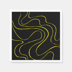 Ebb and Flow 2 in Black and Yellow Napkin