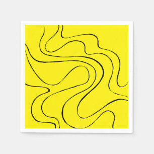 Ebb and Flow 2 in Black and Yellow Napkin