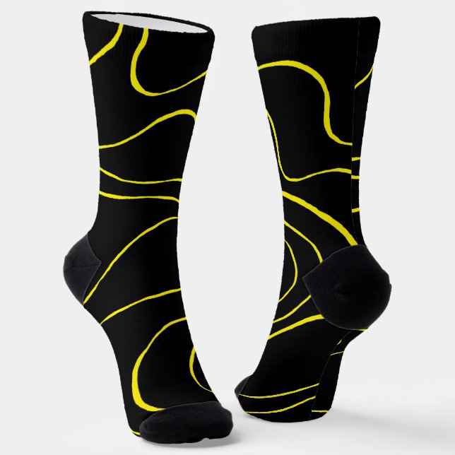 Ebb and Flow 2 in Black and Yellow Socks (Angled)