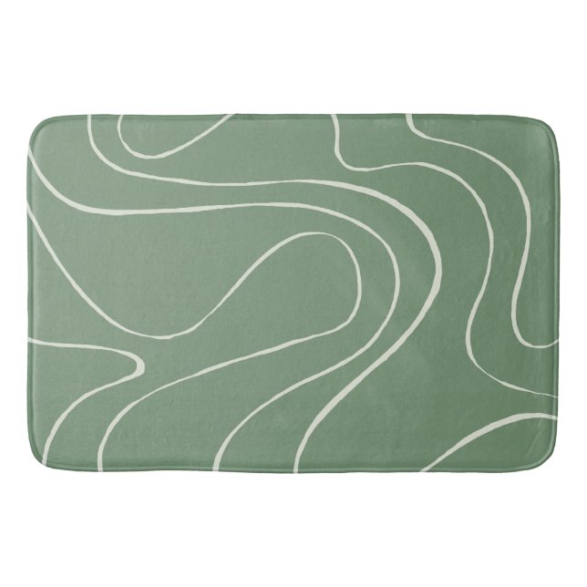 Ebb and Flow 2 in Green Bath Mat (Front)