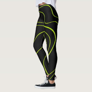 Ebb and Flow 2 in Lime Green and Black Leggings