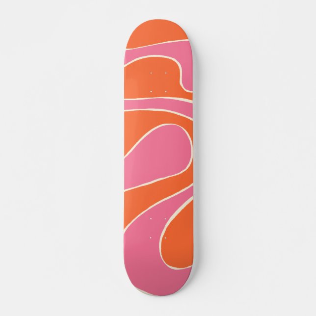 Ebb and Flow 2 in Pink, Orange and Cream Skateboard (Front)