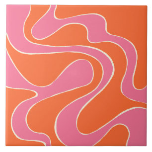 Ebb and Flow 2 in Pink, Orange and Cream Tile
