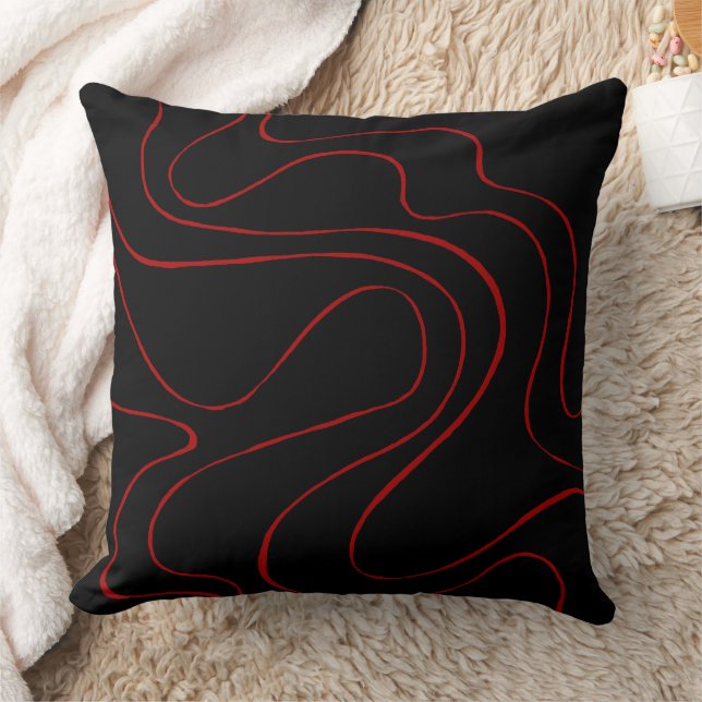 Ebb and Flow 2 in Red and Black Cushion (Blanket)