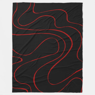 Ebb and Flow 2 in Red and Black Fleece Blanket