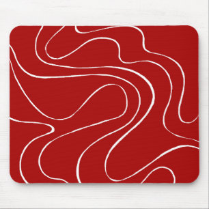 Ebb and Flow 2 in Red and White Mouse Pad