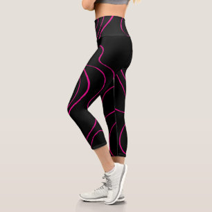 Ebb and Flow 2 - Magenta and Black Capri Leggings