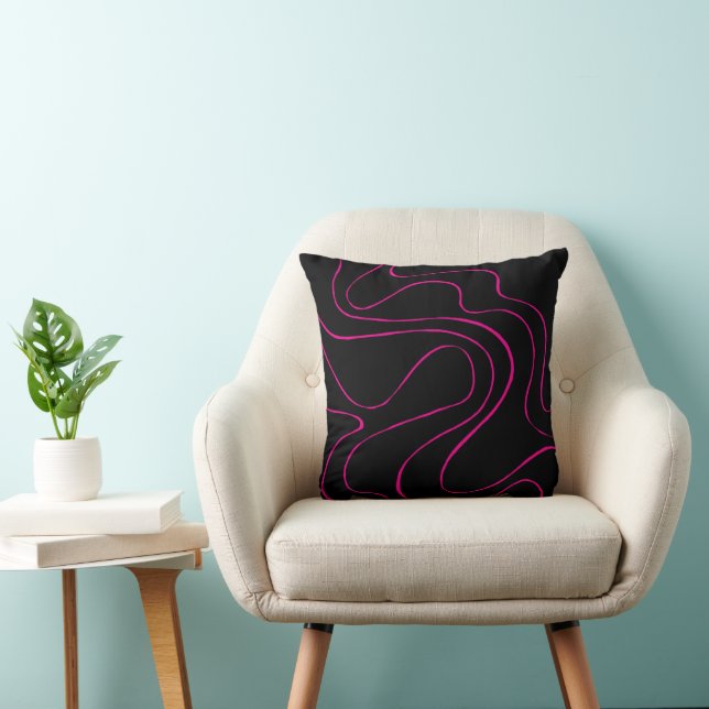 Ebb and Flow 2 - Magenta and Black  Cushion (Chair)