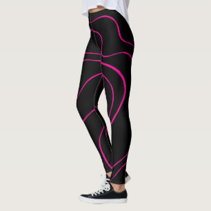 Ebb and Flow 2 - Magenta and Black Leggings