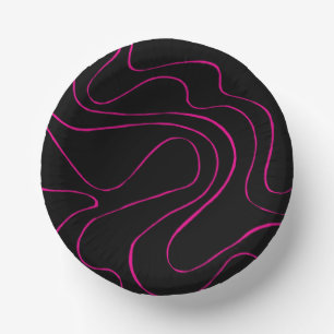 Ebb and Flow 2 - Magenta and Black Paper Plate