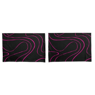 Ebb and Flow 2 - Magenta and Black Pillowcase